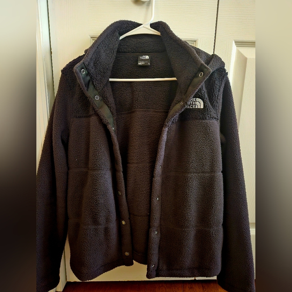 NWOT Black North Face Hooded Fleece Jacket, Sz M - Picture 2 of 7